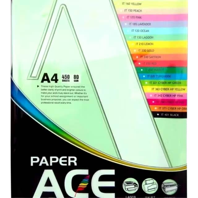 ACE A4 COLOUR PAPER 80G IT/CS100-PASTEL (450'S)