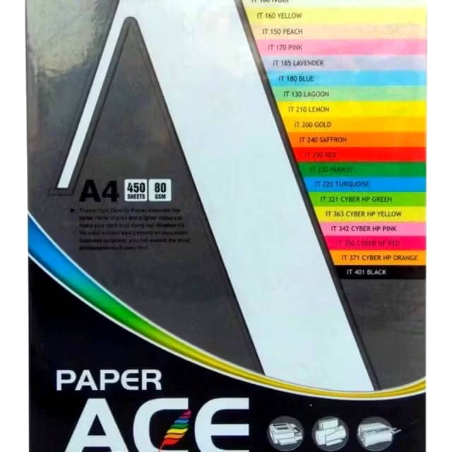 ACE A4 COLOUR PAPER 80G IT/CS401-BLACK (450'S)