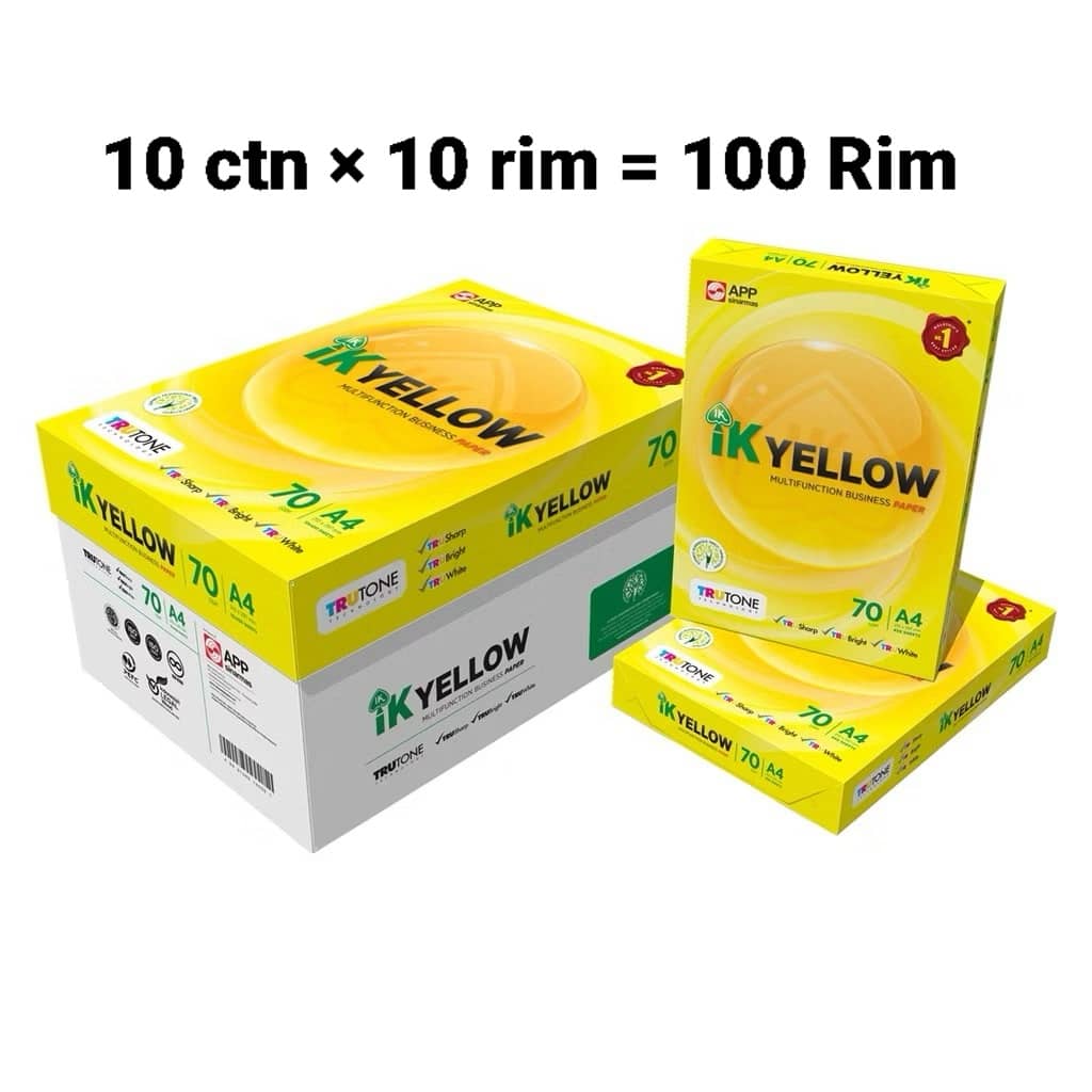 IK YELLOW A4 PAPER 70G & 80G (450'S) BOX OF 10'S