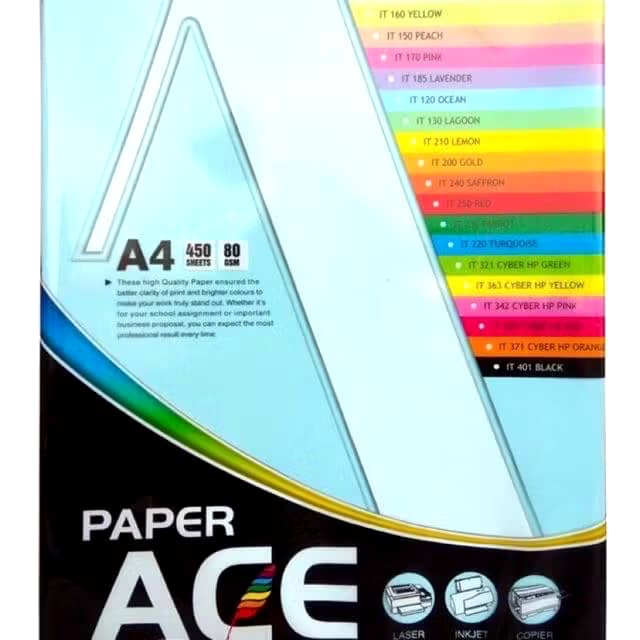 ACE A4 COLOUR PAPER 80G IT/CS100-PASTEL (450'S)