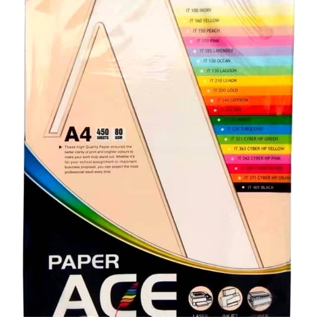 ACE A4 COLOUR PAPER 80G IT/CS100-PASTEL (450'S)