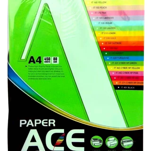 ACE A4 COLOUR PAPER 80G IT/CS200-PRIMA (450'S)
