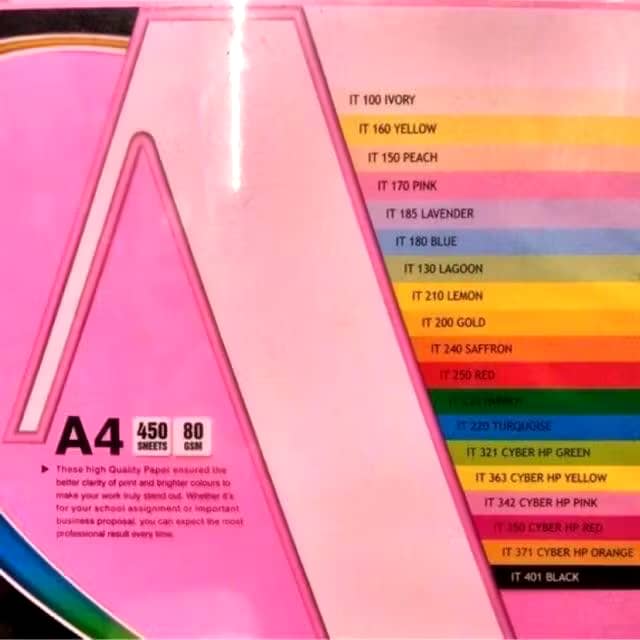 ACE A4 COLOUR PAPER 80G IT/CS300-CYBER (450'S)