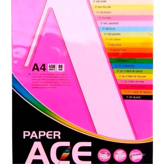 ACE A4 COLOUR PAPER 80G IT/CS300-CYBER (450'S)