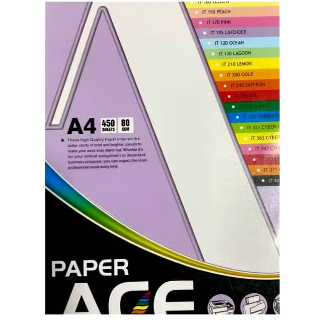 ACE A4 COLOUR PAPER 80G IT/CS402-CYBER PURPLE (450'S)