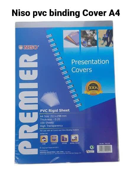 NISO PVC BINDING COVER A4 PVC020 (100'S per rim)