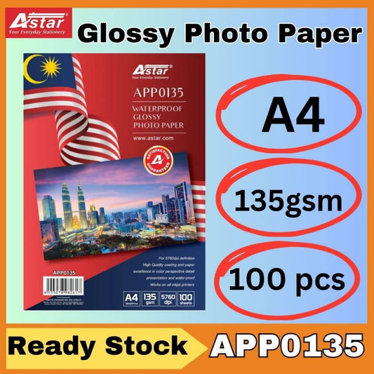 ASTAR APP0135 GLOSSY PAPER 135GSM (100'S)