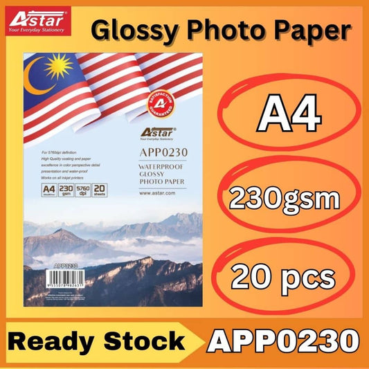 ASTAR APP0230 GLOSSY PAPER 230GSM (20'S)