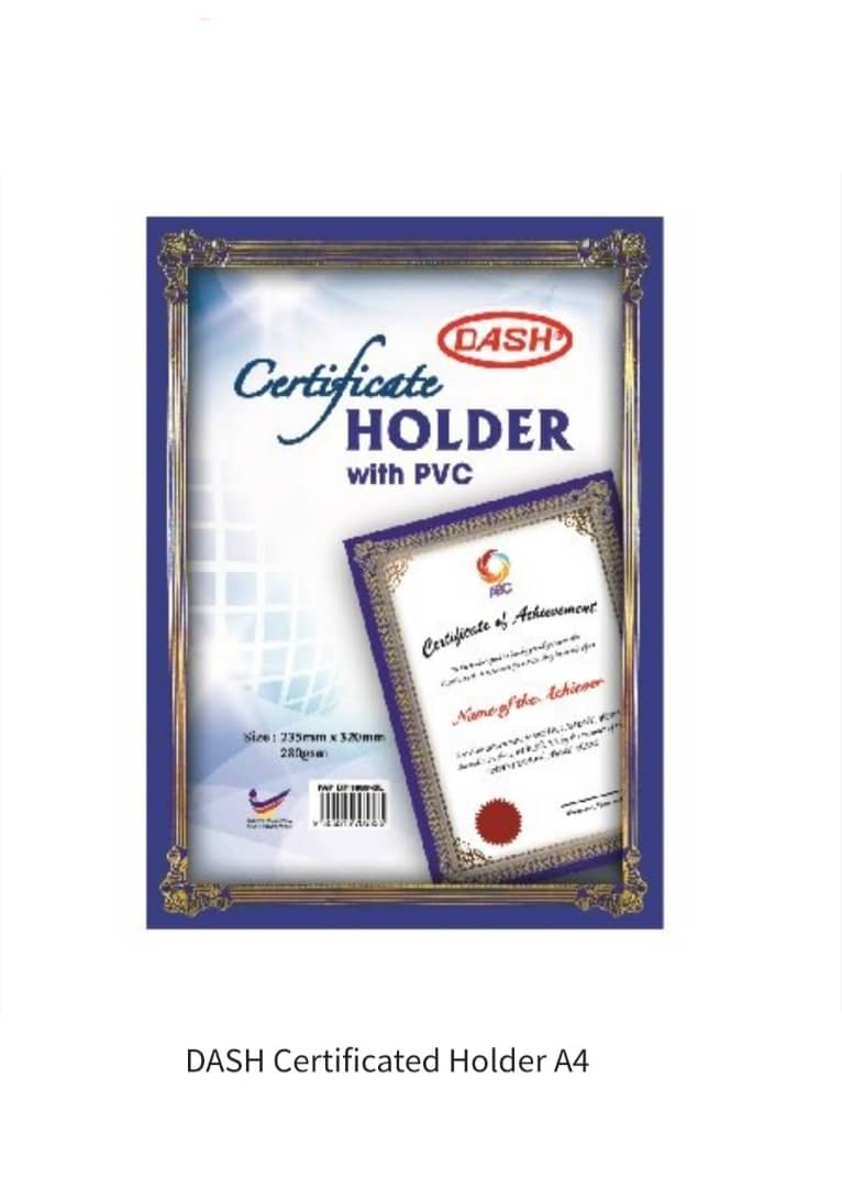 DASH A4 CERTIFICATE PVC FOLDER